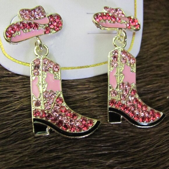 COWGIRL HATS & BOOTS EARRINGS LOTS OF BLING Jewelry - COWGIRL HATS & BOOTS EARRINGS LOTS OF BLING